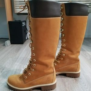 SOLD! Timberland wmn's 14" boots Wheat. Sz 6.